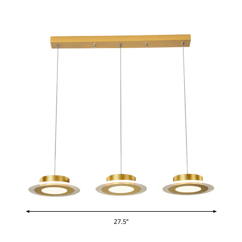 3 Round Chandelier Light Contemporary Acrylic LED Gold Pendant Lighting Fixture in Warm/White Light Clearhalo 'Ceiling Lights' 'Modern Pendants' 'Modern' 'Pendant Lights' 'Pendants' Lighting' 1713699