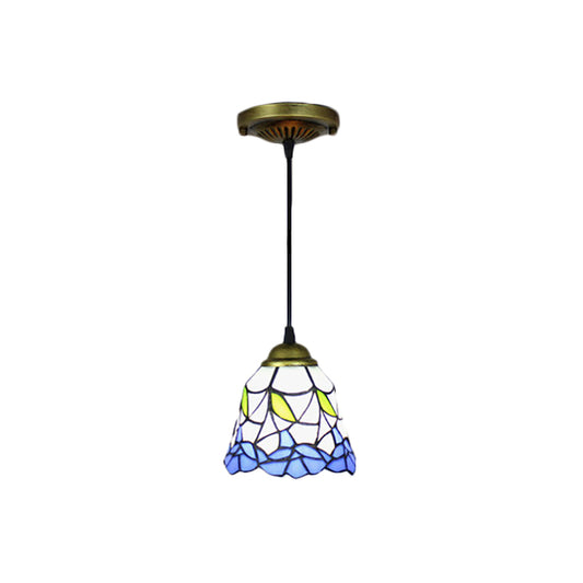 Pink/Blue Handcrafted Art Glass Flared Hanging Lamp Baroque 1 Bulb Suspension Light Fixture Clearhalo 'Ceiling Lights' 'Industrial' 'Middle Century Pendants' 'Pendant Lights' 'Pendants' 'Tiffany close to ceiling' 'Tiffany Pendants' 'Tiffany' Lighting' 171371