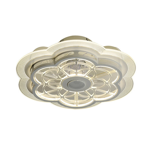 Acrylic Flower Ceiling Fan Light Fixture Modern 19