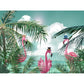 Flamingo and Palm Leaf Mural Kids Stain Resistant Living Room Wall Decor, Custom Print Clearhalo 'Wall Decor' 'Wall Mural' 1713837