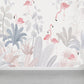 Illustration Style Flamingos Mural Decal for Guest Room, Pink, Custom Size Available Clearhalo 'Wall Decor' 'Wall Mural' 1714195