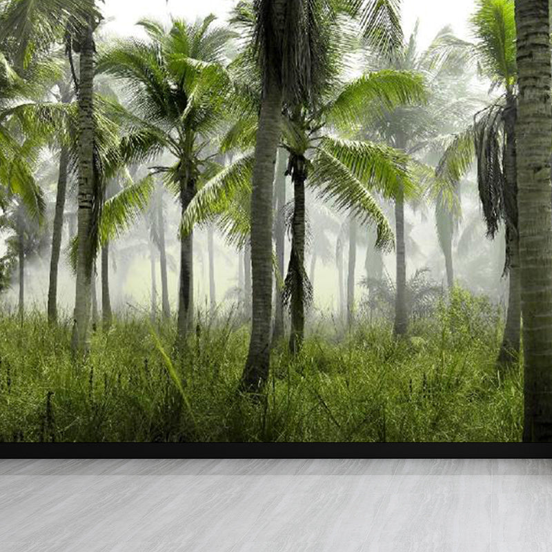 Lush Trees and Leaves Mural Decal for Dining Forest Landscape Wall Art, Personalized Clearhalo 'Wall Decor' 'Wall Mural' 1714320