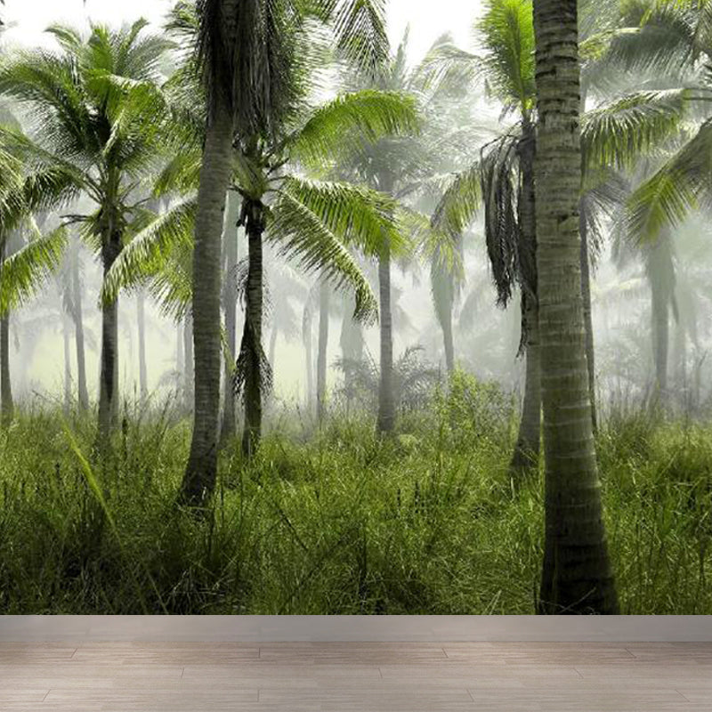 Lush Trees and Leaves Mural Decal for Dining Forest Landscape Wall Art, Personalized Clearhalo 'Wall Decor' 'Wall Mural' 1714321