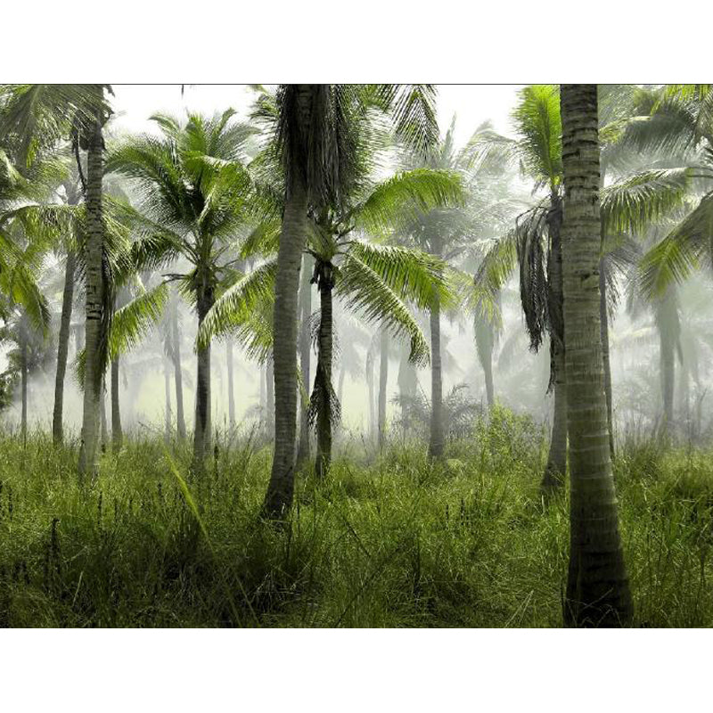 Lush Trees and Leaves Mural Decal for Dining Forest Landscape Wall Art, Personalized Clearhalo 'Wall Decor' 'Wall Mural' 1714322