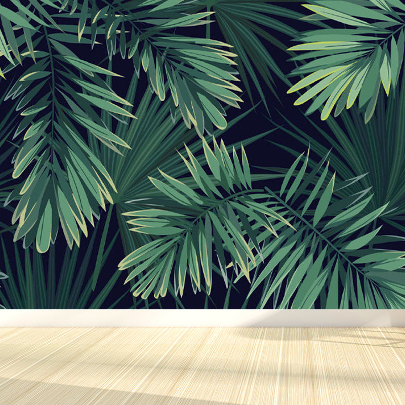 Lush Trees and Leaves Mural Decal for Dining Forest Landscape Wall Art, Personalized Clearhalo 'Wall Decor' 'Wall Mural' 1714325