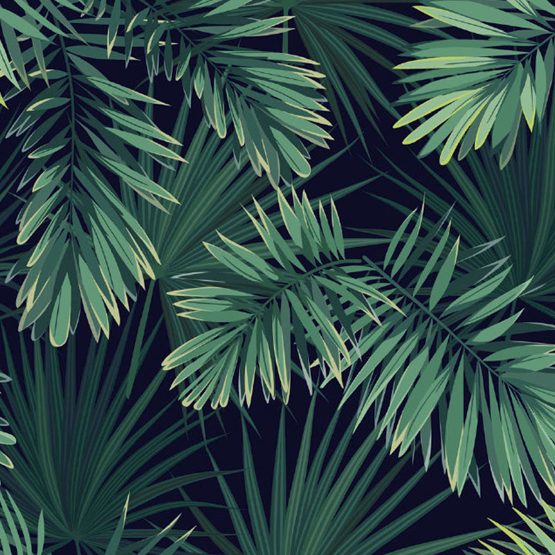 Lush Trees and Leaves Mural Decal for Dining Forest Landscape Wall Art, Personalized Clearhalo 'Wall Decor' 'Wall Mural' 1714327