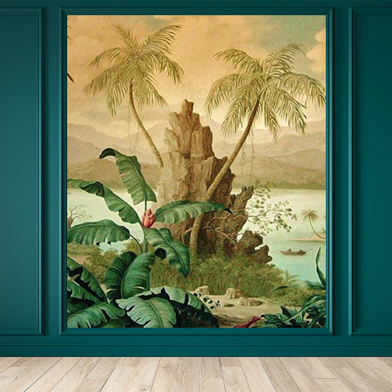 Lush Trees and Leaves Mural Decal for Dining Forest Landscape Wall Art, Personalized Clearhalo 'Wall Decor' 'Wall Mural' 1714331