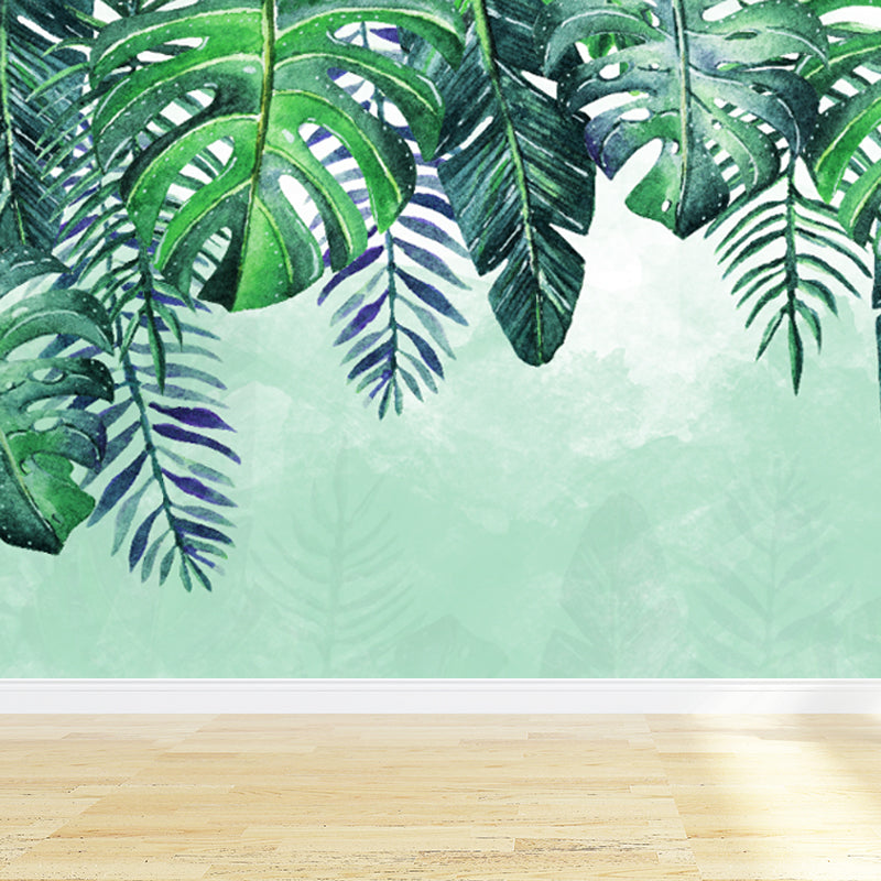 Lush Trees and Leaves Mural Decal for Dining Forest Landscape Wall Art, Personalized Clearhalo 'Wall Decor' 'Wall Mural' 1714335