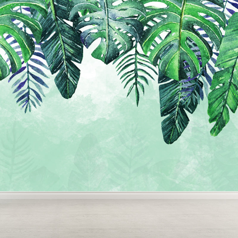 Lush Trees and Leaves Mural Decal for Dining Forest Landscape Wall Art, Personalized Clearhalo 'Wall Decor' 'Wall Mural' 1714336