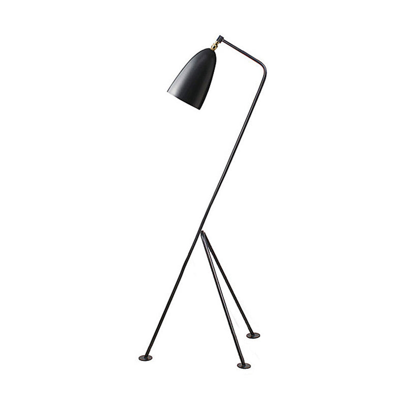 Tripod Floor Light with Bell Shade Modern Style Metallic 1 Light Black/White Floor Lamp for Bedroom Clearhalo 'Floor Lamps' 'Lamps' Lighting' 171436