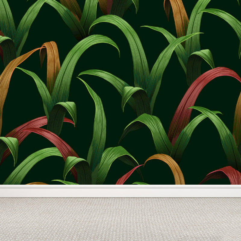 Light Color Leaves Pattern Mural Decal Waterproofing Tropical Interior Room Wall Art Black Clearhalo 'Wall Decor' 'Wall Mural' 1714374