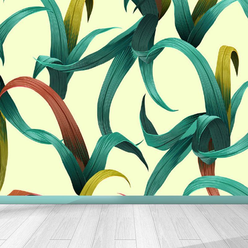 Light Color Leaves Pattern Mural Decal Waterproofing Tropical Interior Room Wall Art Clearhalo 'Wall Decor' 'Wall Mural' 1714380