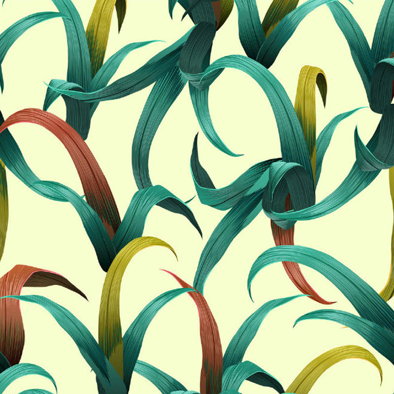 Light Color Leaves Pattern Mural Decal Waterproofing Tropical Interior Room Wall Art Clearhalo 'Wall Decor' 'Wall Mural' 1714382