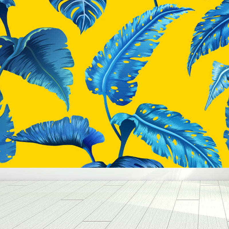 Soft Color Tropical Mural Wallpaper Big Botanical Leaves Wall Covering for Playroom Clearhalo 'Wall Decor' 'Wall Mural' 1714400