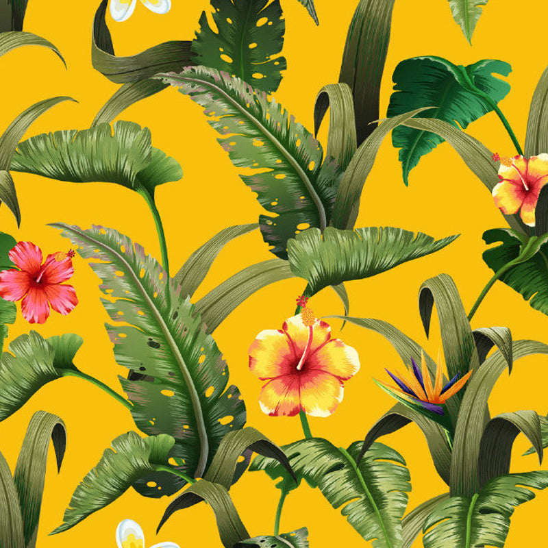 Soft Color Tropical Mural Wallpaper Big Botanical Leaves Wall Covering for Playroom Clearhalo 'Wall Decor' 'Wall Mural' 1714407