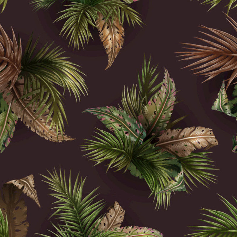 Soft Color Tropical Mural Wallpaper Big Botanical Leaves Wall Covering for Playroom Clearhalo 'Wall Decor' 'Wall Mural' 1714412