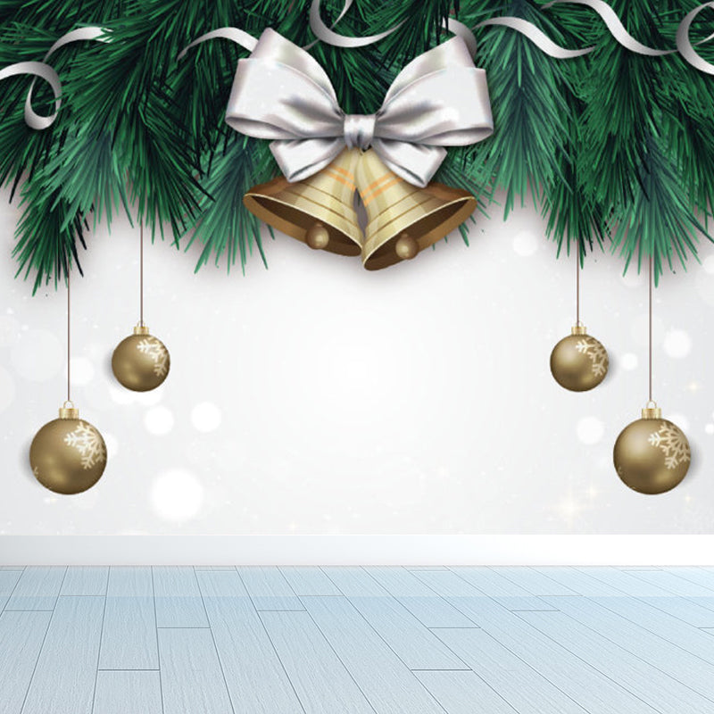 Pastel Color Tropical Wall Mural Great Leaves Pattern Wall Covering for Guest Room Grey Clearhalo 'Wall Decor' 'Wall Mural' 1714429