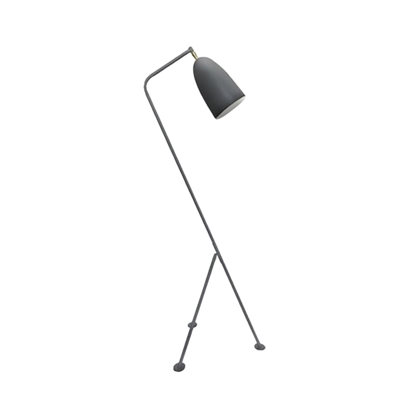 Tripod Floor Light with Bell Shade Modern Style Metallic 1 Light Black/White Floor Lamp for Bedroom Clearhalo 'Floor Lamps' 'Lamps' Lighting' 171443
