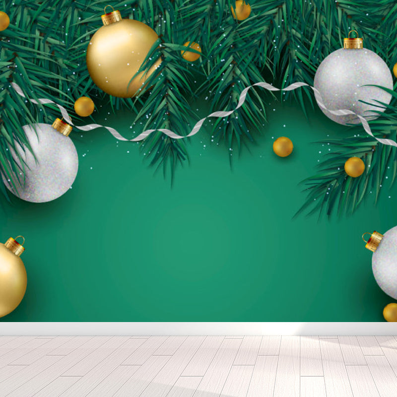 Pastel Color Tropical Wall Mural Great Leaves Pattern Wall Covering for Guest Room Dark Green Clearhalo 'Wall Decor' 'Wall Mural' 1714434