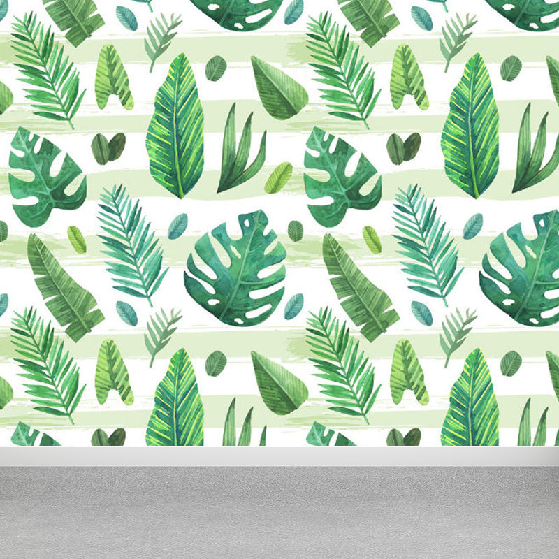 Leaves Pattern Mural Decal Tropical Decorative Kitchen Wall Covering, Made to Measure Clearhalo 'Wall Decor' 'Wall Mural' 1714445