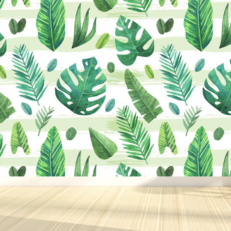 Leaves Pattern Mural Decal Tropical Decorative Kitchen Wall Covering, Made to Measure Clearhalo 'Wall Decor' 'Wall Mural' 1714446
