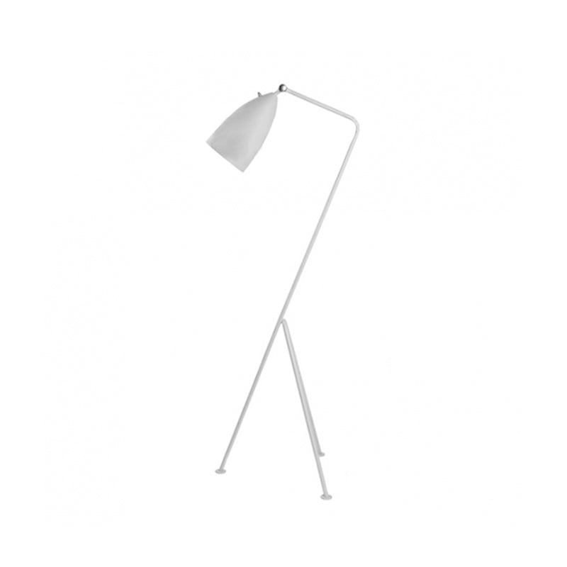 Tripod Floor Light with Bell Shade Modern Style Metallic 1 Light Black/White Floor Lamp for Bedroom Clearhalo 'Floor Lamps' 'Lamps' Lighting' 171445