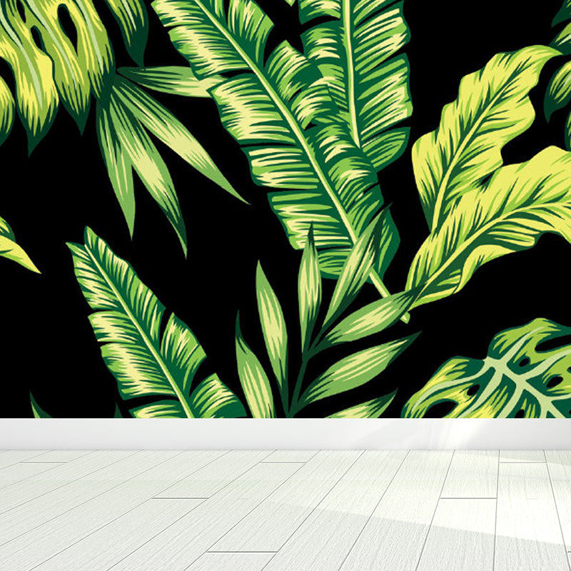 Leaves Pattern Mural Decal Tropical Decorative Kitchen Wall Covering, Made to Measure Clearhalo 'Wall Decor' 'Wall Mural' 1714450