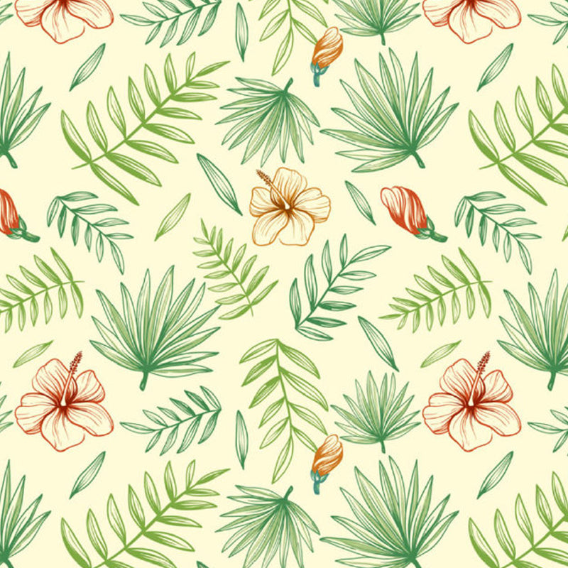 Leaves Pattern Mural Decal Tropical Decorative Kitchen Wall Covering, Made to Measure Clearhalo 'Wall Decor' 'Wall Mural' 1714462