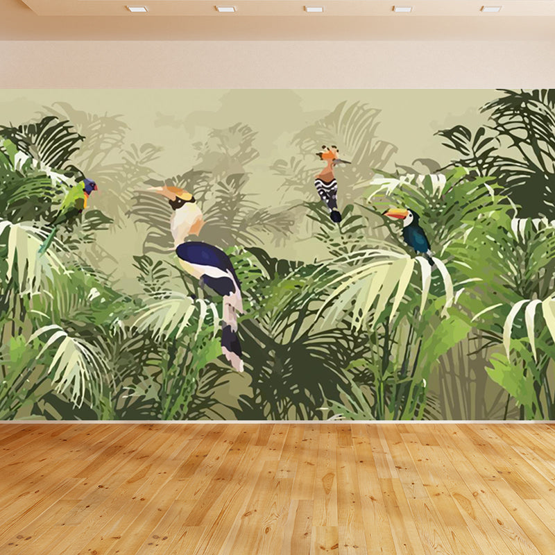 Foliage Mural Decal Tropical Ornamental Girls Bedroom Wall Covering, Personalize Clearhalo 'Wall Decor' 'Wall Mural' 1714481