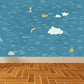 Large Nautical Mural Cartoon Imaginative Sea Life in the Sky Wall Covering in Soft Color Clearhalo 'Wall Decor' 'Wall Mural' 1714576