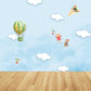 Blue Cartoon Wall Mural Whole Sky with Hot Air Balloon Drawing Wall Covering for Accent Wall Clearhalo 'Wall Decor' 'Wall Mural' 1714615