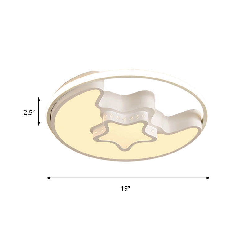 Contemporary Star Moon Flush Mount Light Metal White Etched Ceiling Light for Foyer Clearhalo 'Ceiling Lights' 'Close To Ceiling Lights' 'Close to ceiling' 'Flush mount' Lighting' 171472