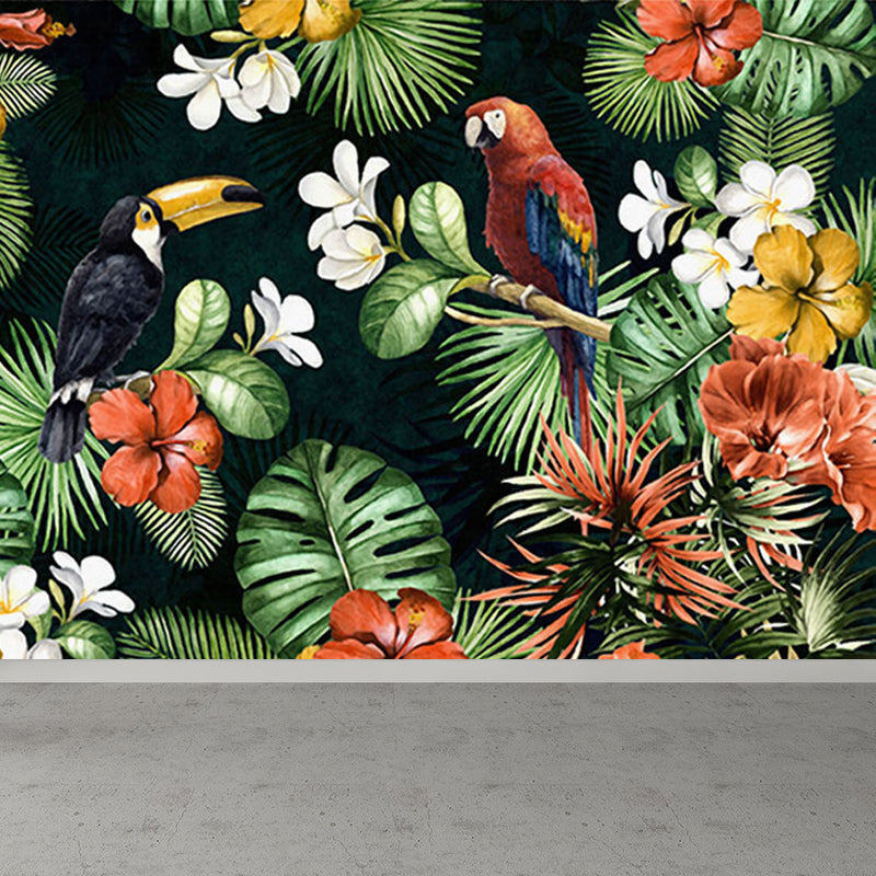 Light Color Wild Landscape Mural Moisture-Proofing Tropical Bedroom Wall Covering Clearhalo 'Wall Decor' 'Wall Mural' 1714876