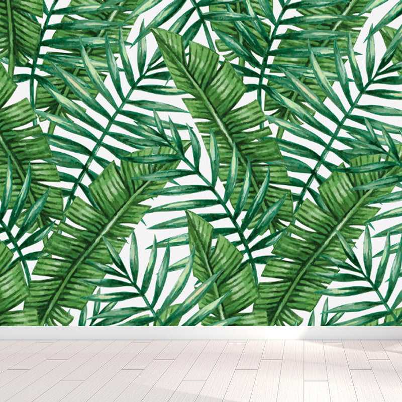 Tropical Natural Botanical Wall Mural Soft Color Decorative Wall Decor for Kitchen Dark Green Clearhalo 'Wall Decor' 'Wall Mural' 1714904