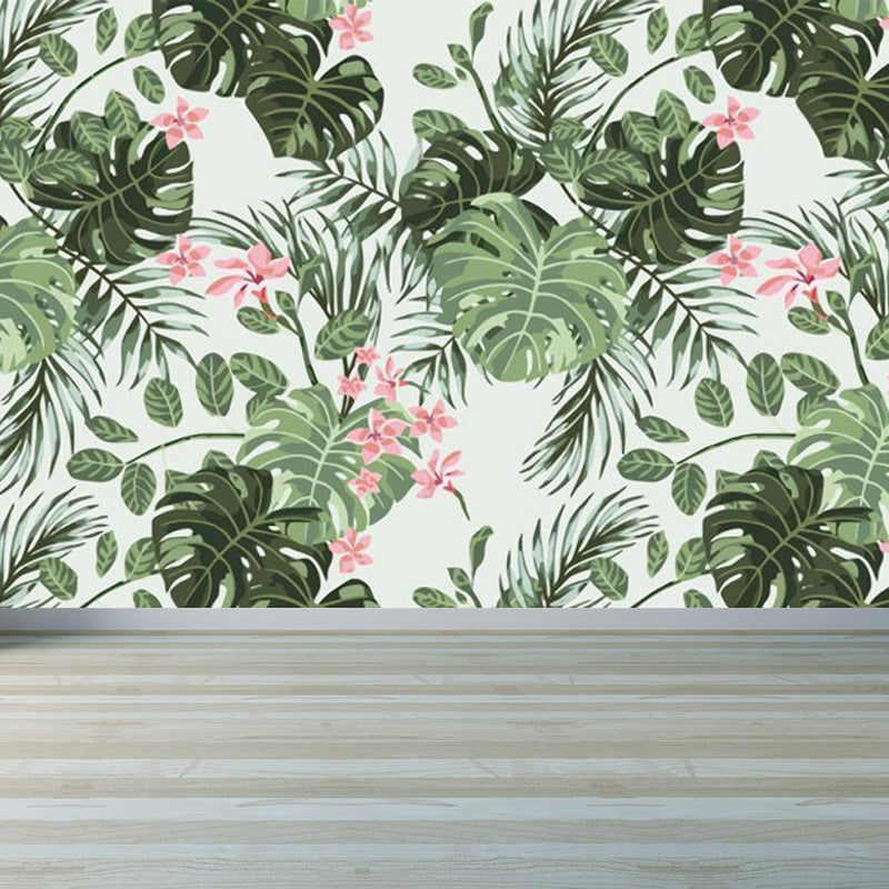 Tropical Natural Botanical Wall Mural Soft Color Decorative Wall Decor for Kitchen Light Green Clearhalo 'Wall Decor' 'Wall Mural' 1714914