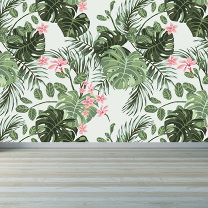 Tropical Natural Botanical Wall Mural Soft Color Decorative Wall Decor for Kitchen Light Green Clearhalo 'Wall Decor' 'Wall Mural' 1714914