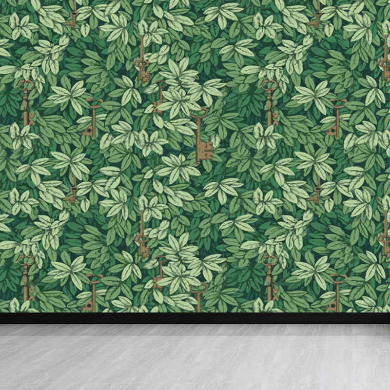 Non-Woven Ornamental Wall Mural Tropical Botanical Leaves Wall Covering, Personalised Clearhalo 'Wall Decor' 'Wall Mural' 1714956