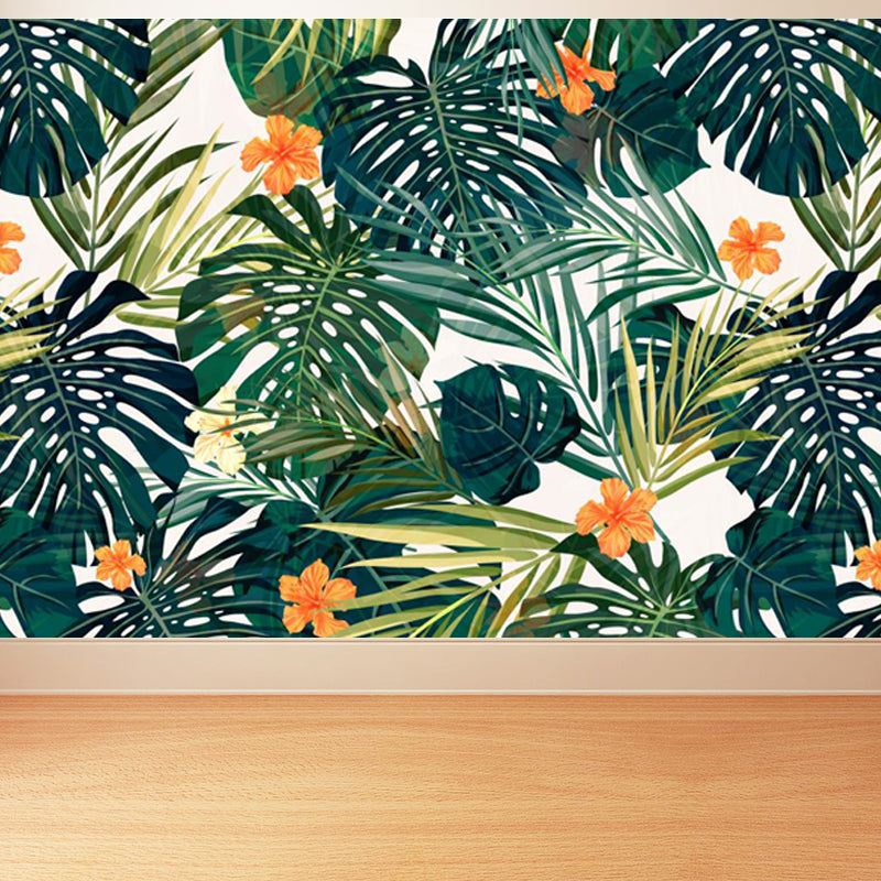 Non-Woven Ornamental Wall Mural Tropical Botanical Leaves Wall Covering, Personalised Clearhalo 'Wall Decor' 'Wall Mural' 1714961