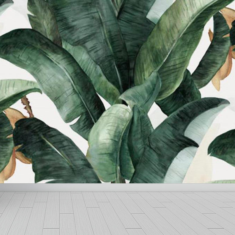 Non-Woven Ornamental Wall Mural Tropical Botanical Leaves Wall Covering, Personalised Blackish Green Clearhalo 'Wall Decor' 'Wall Mural' 1714964