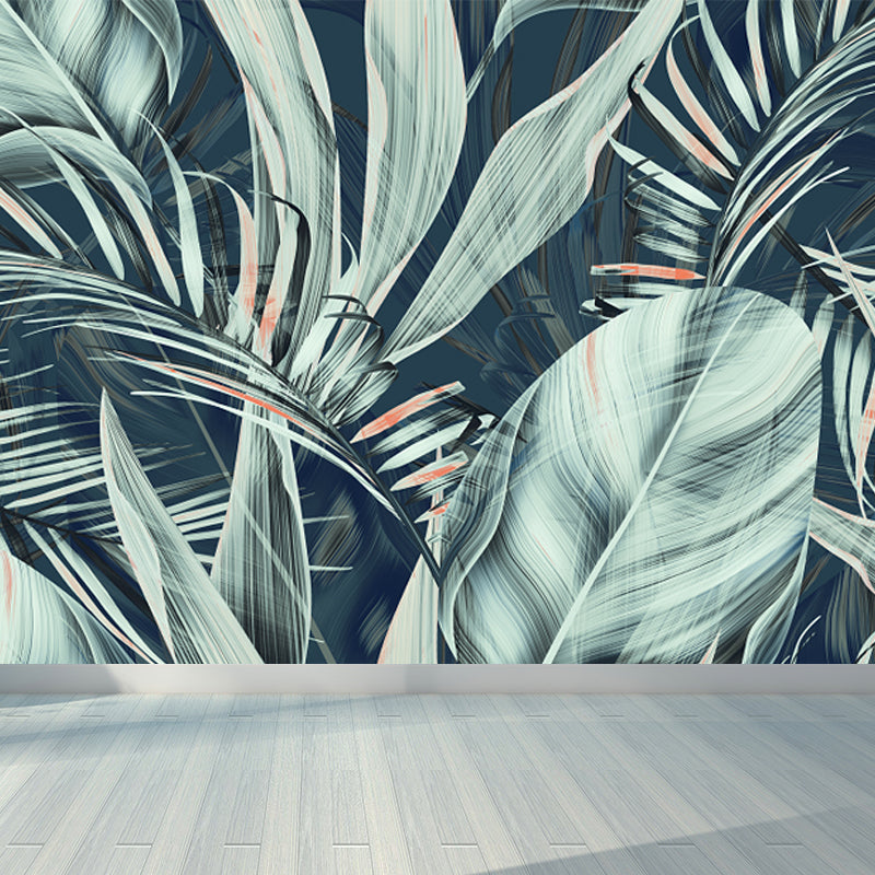 Non-Woven Ornamental Wall Mural Tropical Botanical Leaves Wall Covering, Personalised Light Green Clearhalo 'Wall Decor' 'Wall Mural' 1714969