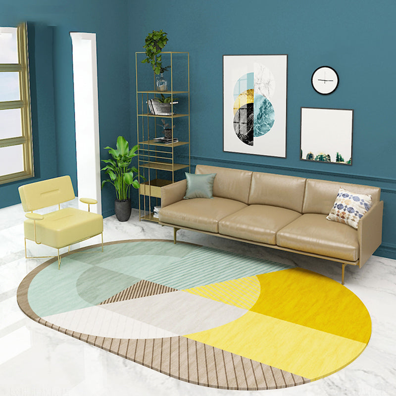 Scandinavian Novelty Rug in Green and Orange Color Block Geometric Pattern Rug Polyester Anti-Slip Carpet for Home Decor Green Clearhalo 'Area Rug' 'Rug' 1714991