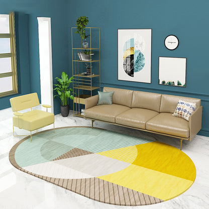 Scandinavian Novelty Rug in Green and Orange Color Block Geometric Pattern Rug Polyester Anti-Slip Carpet for Home Decor Green Clearhalo 'Area Rug' 'Rug' 1714991
