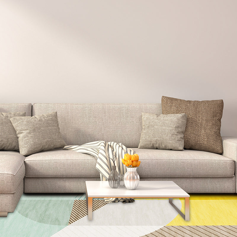 Scandinavian Novelty Rug in Green and Orange Color Block Geometric Pattern Rug Polyester Anti-Slip Carpet for Home Decor Clearhalo 'Area Rug' 'Rug' 1714993