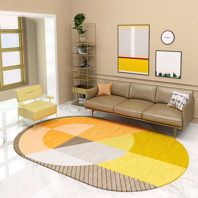 Scandinavian Novelty Rug in Green and Orange Color Block Geometric Pattern Rug Polyester Anti-Slip Carpet for Home Decor Yellow-Red Clearhalo 'Area Rug' 'Rug' 1714999