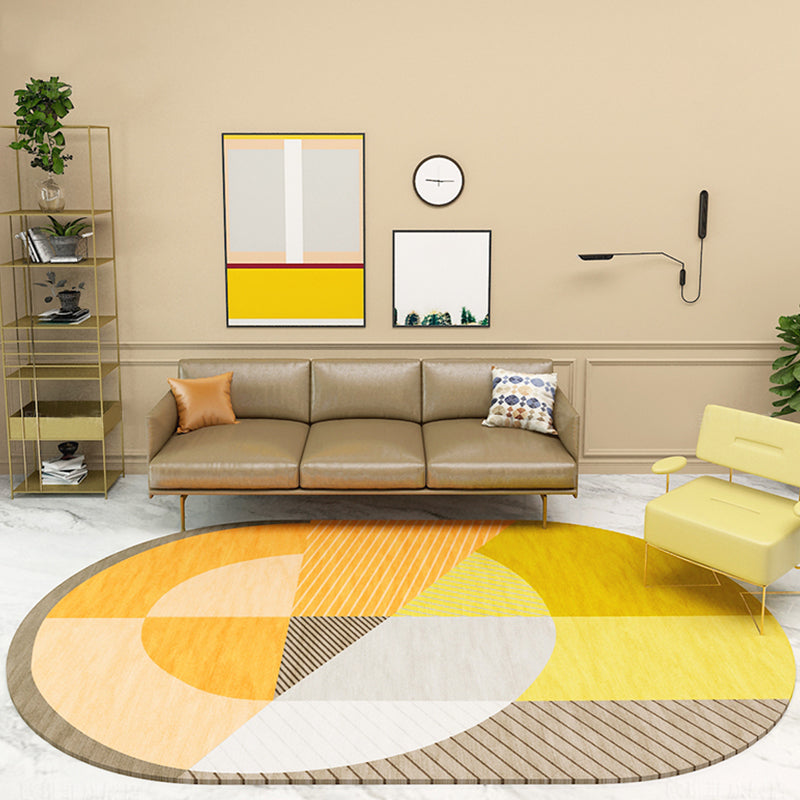 Scandinavian Novelty Rug in Green and Orange Color Block Geometric Pattern Rug Polyester Anti-Slip Carpet for Home Decor Clearhalo 'Area Rug' 'Rug' 1715000