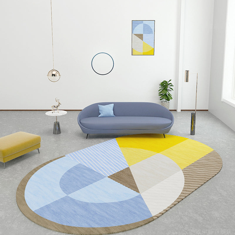 Scandinavian Novelty Rug in Green and Orange Color Block Geometric Pattern Rug Polyester Anti-Slip Carpet for Home Decor Blue Clearhalo 'Area Rug' 'Rug' 1715002