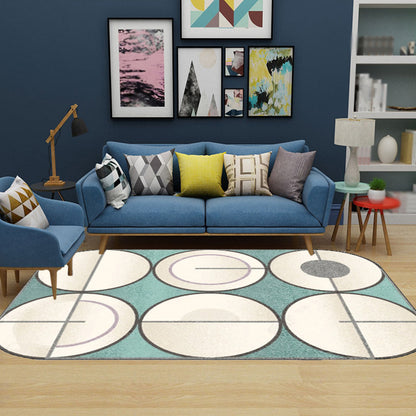 Simple Novelty Irregular Rug in Green and Ivory Colorblock Circle Pattern Rug Polyester Non-Slip Carpet for Home Decor Green Clearhalo 'Area Rug' 'Rug' 1715053