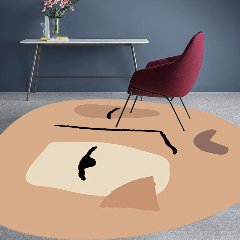 Brown Irregular Bedroom Rug Novelty Abstract Painting Pattern Area Rug Polyester Pet Friendly Carpet Brown Clearhalo 'Area Rug' 'Rug' 1715109