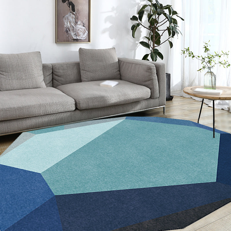 Grey and Blue Irregular Rug Bedroom Novelty Color Block Pattern Area Rug Polyester Washable Carpet Blue Clearhalo 'Area Rug' 'Rug' 1715200