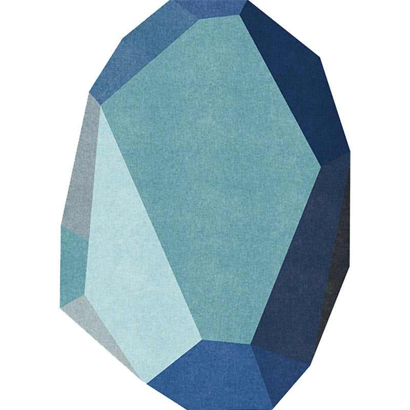 Grey and Blue Irregular Rug Bedroom Novelty Color Block Pattern Area Rug Polyester Washable Carpet Clearhalo 'Area Rug' 'Rug' 1715202